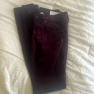 Rag and bone maroon velvet skinny pants